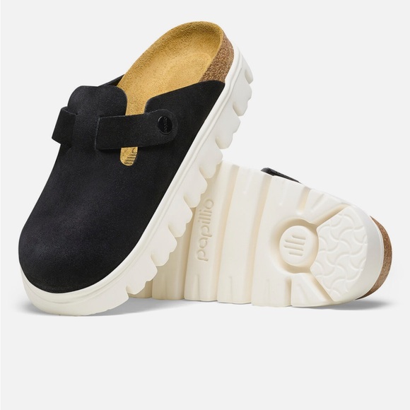 Birkenstock Shoes - BIRKENSTOCK Boston Chunky Clogs Black/White Size 38